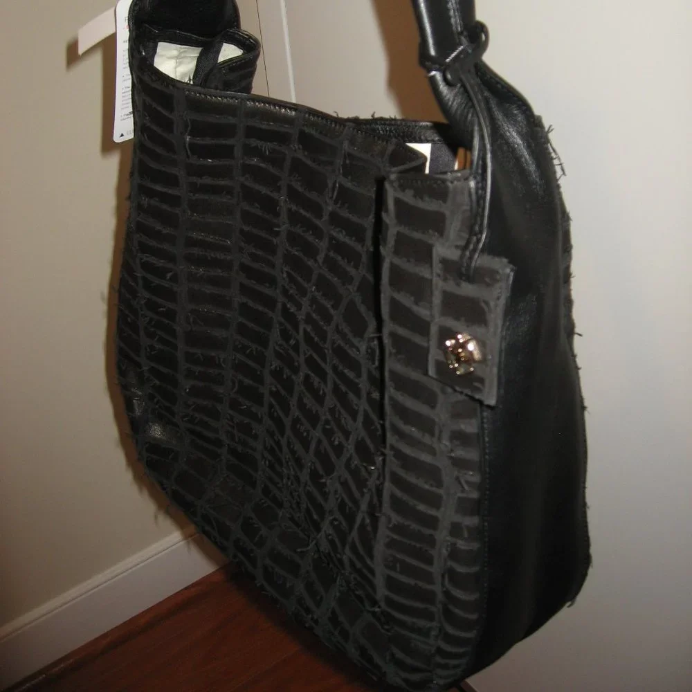 DESMO Large Croc Effect Leather Carrie Hobo